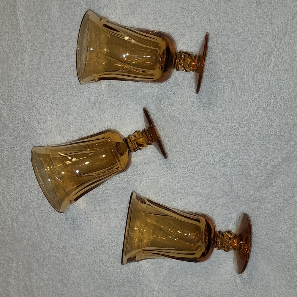 Elegant Vintage Amber Jamestown Fostoria Water Goblet  | Set of 3 - Picture 4 of 11